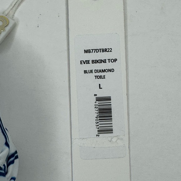 NWT CAROLINE CONSTAS Blue Toile Evie Bandeau Bikini Top Mykela Bikini Bottom LG - Picture 7 of 16